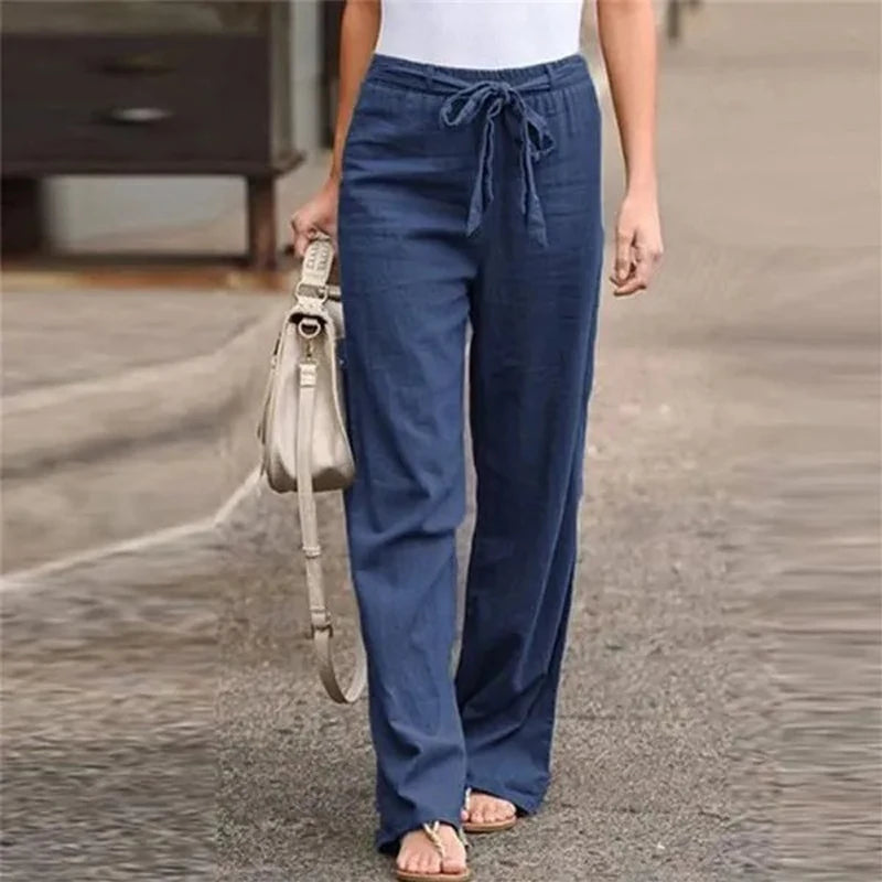 Dames Linnen Broek Elastische Taille Ademend Comfort – Valesca