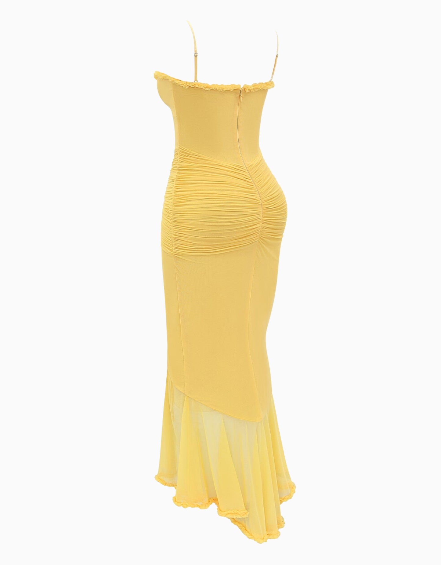 Maxi jurk met ruches en sleep voor dames – Elodie