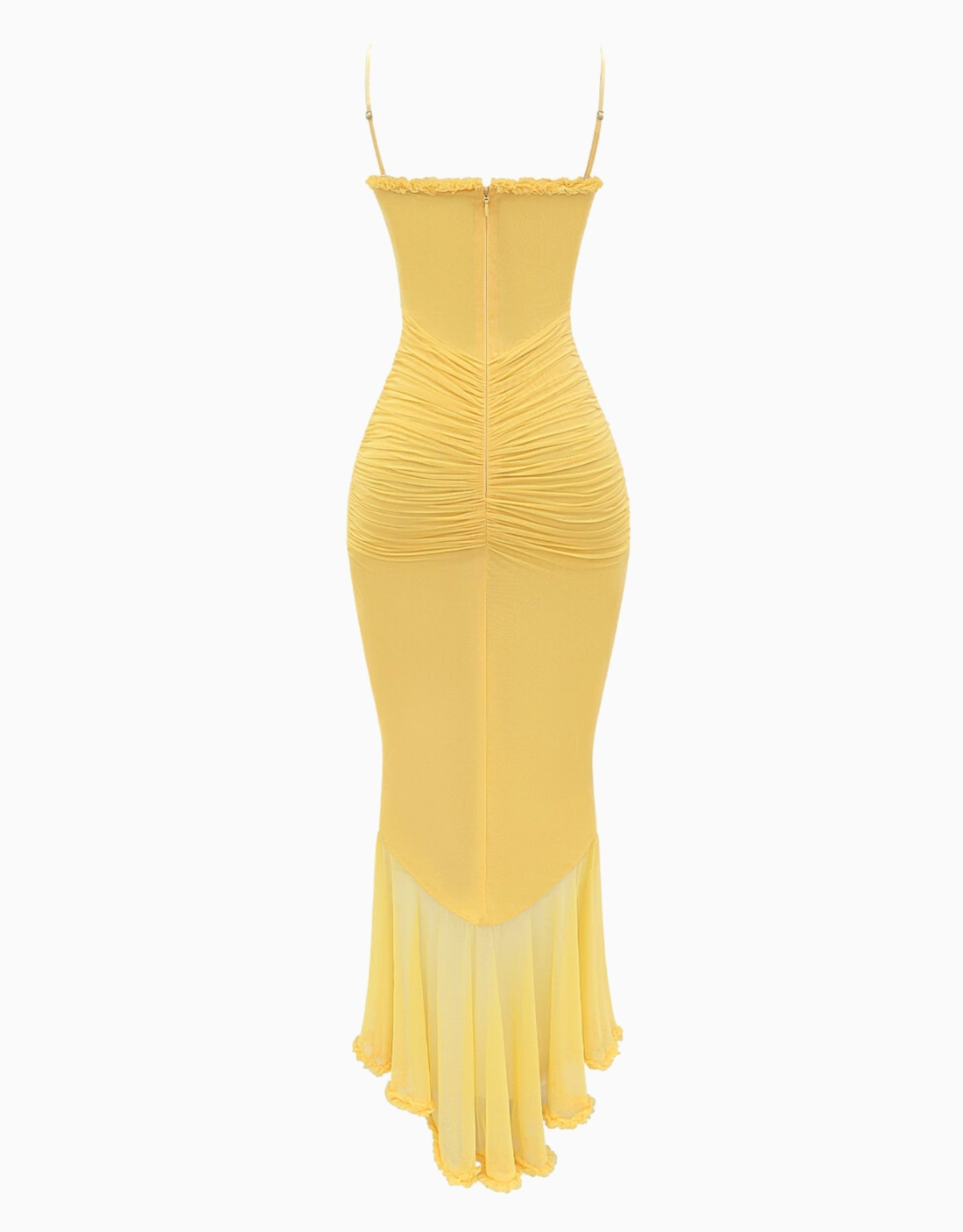 Maxi jurk met ruches en sleep voor dames – Elodie