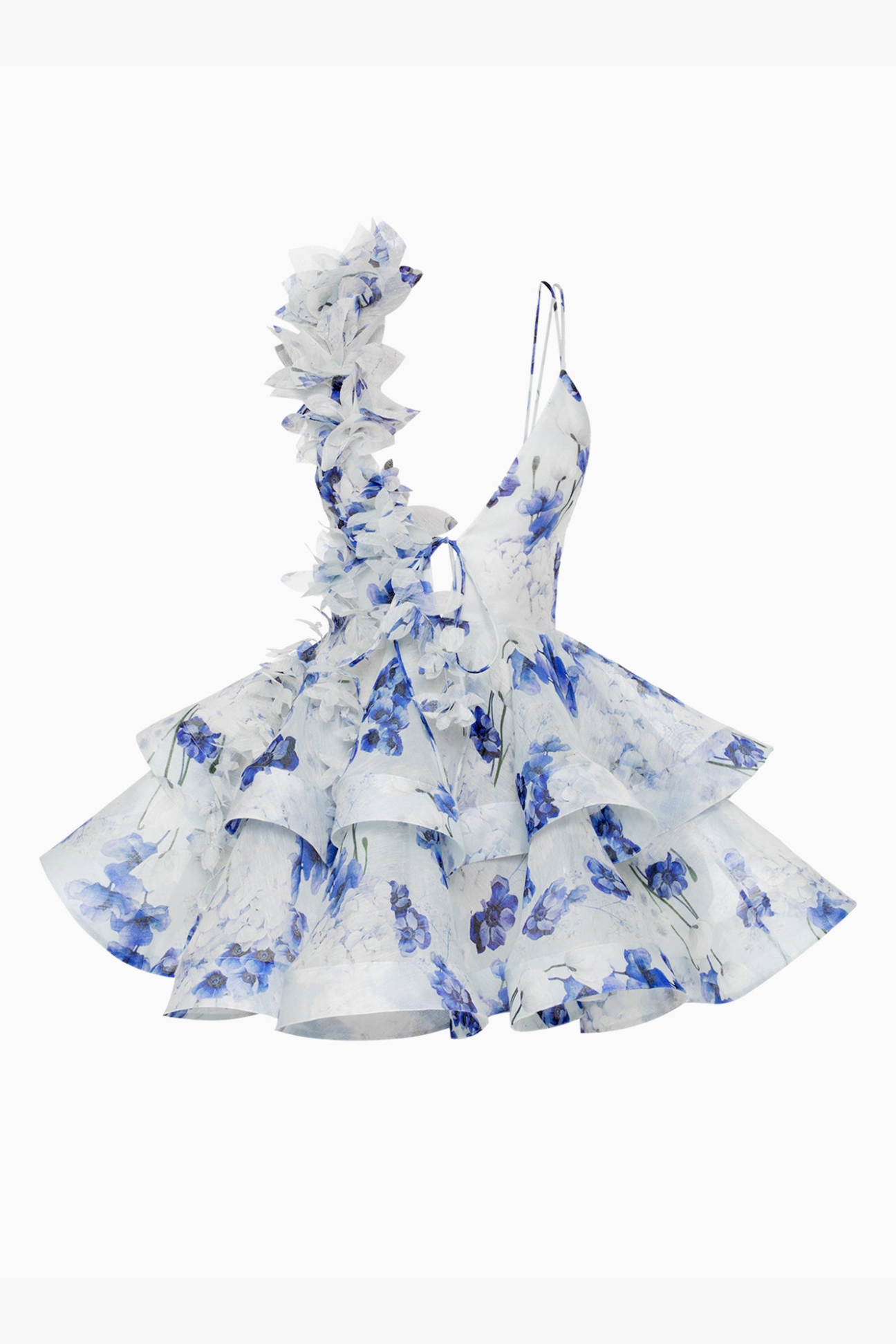 Zomerse one-shoulder jurk met 3D bloemen – Elina