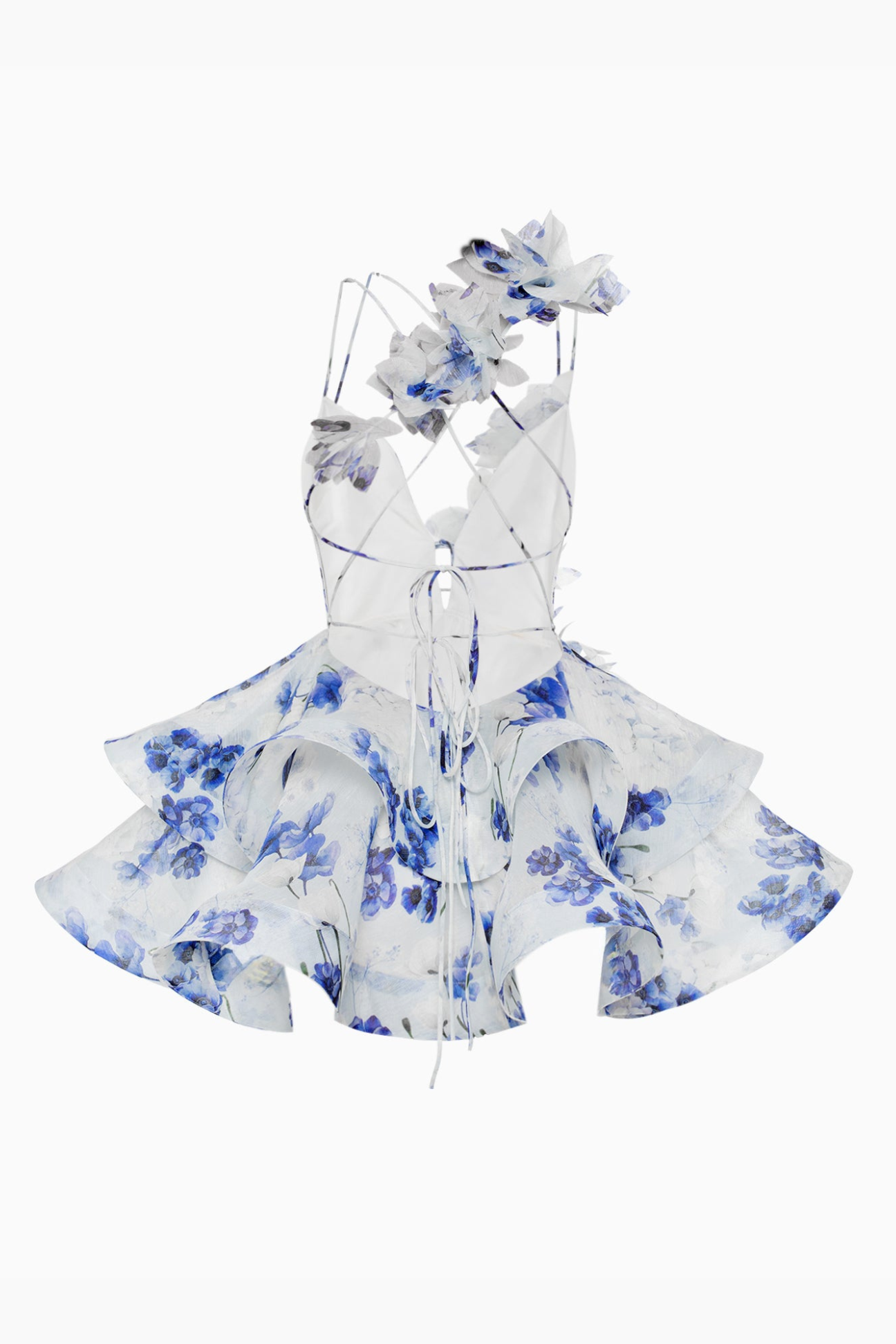 Zomerse one-shoulder jurk met 3D bloemen – Elina