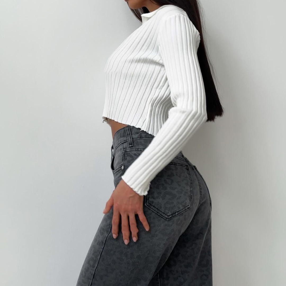 Trendy wijde pijpen jeans met leopardprint – Zoë
