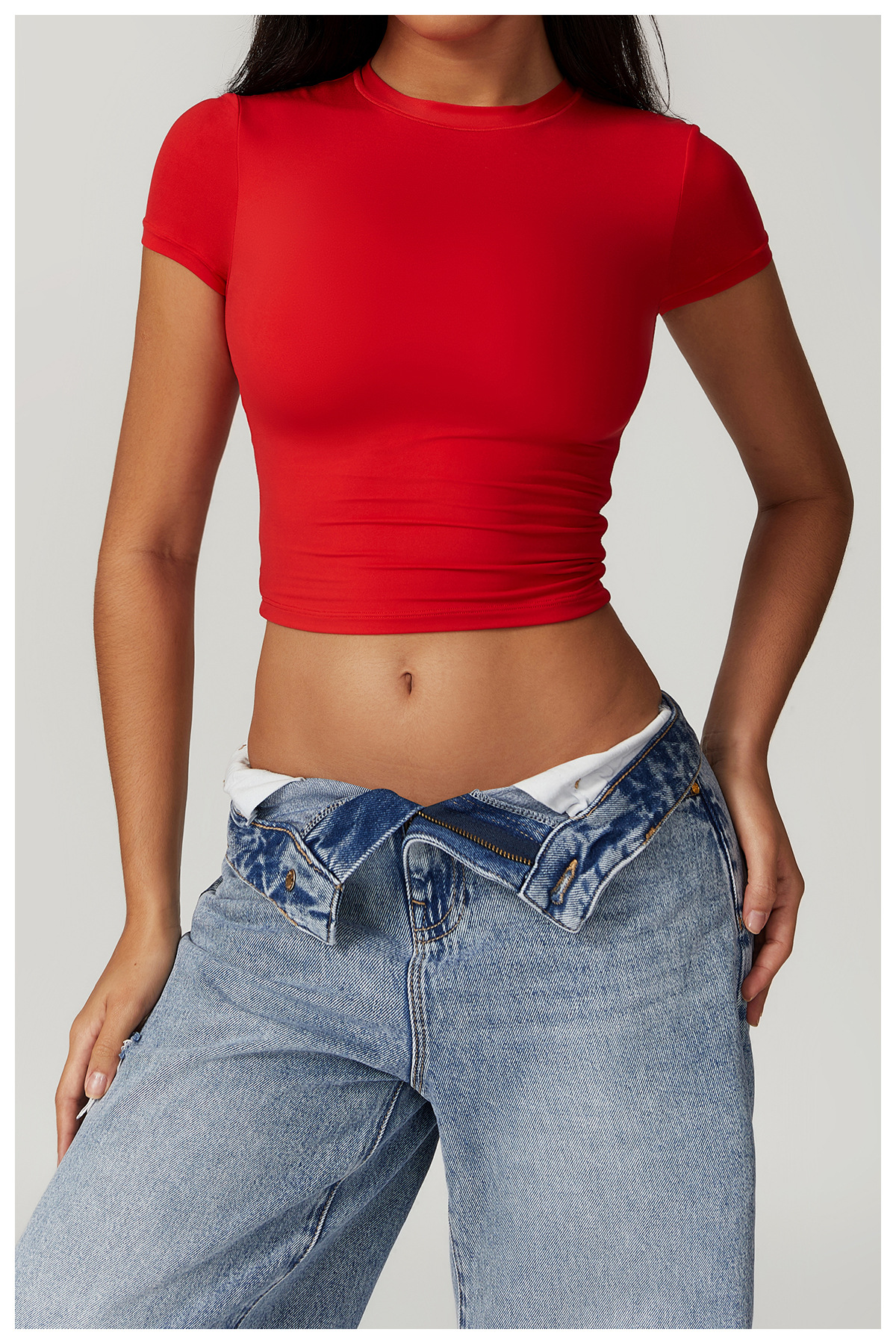 Casual cropped T-shirt met korte mouwen – Sophie