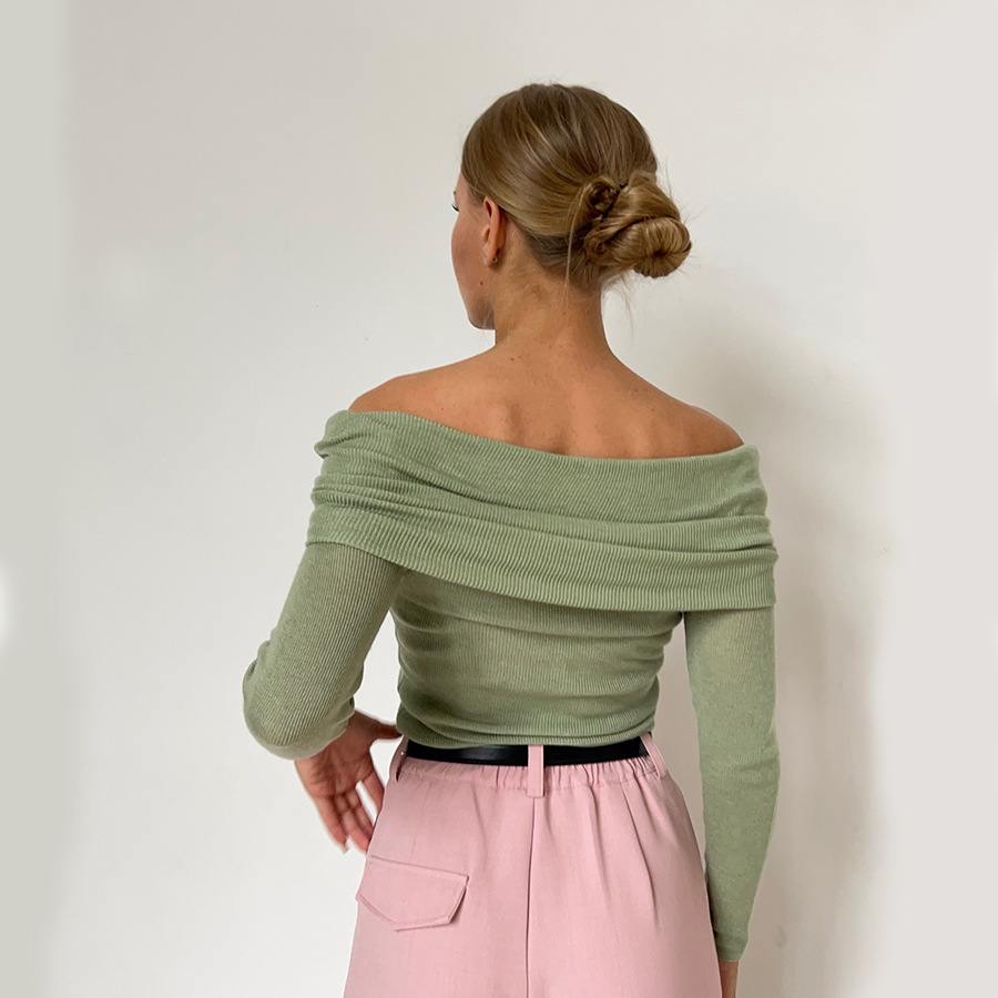 Elegante off-shoulder gebreide trui met lange mouwen – Isabella