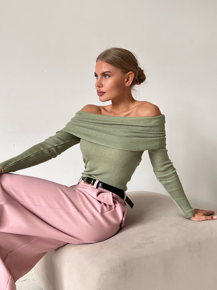 Elegante off-shoulder gebreide trui met lange mouwen – Isabella