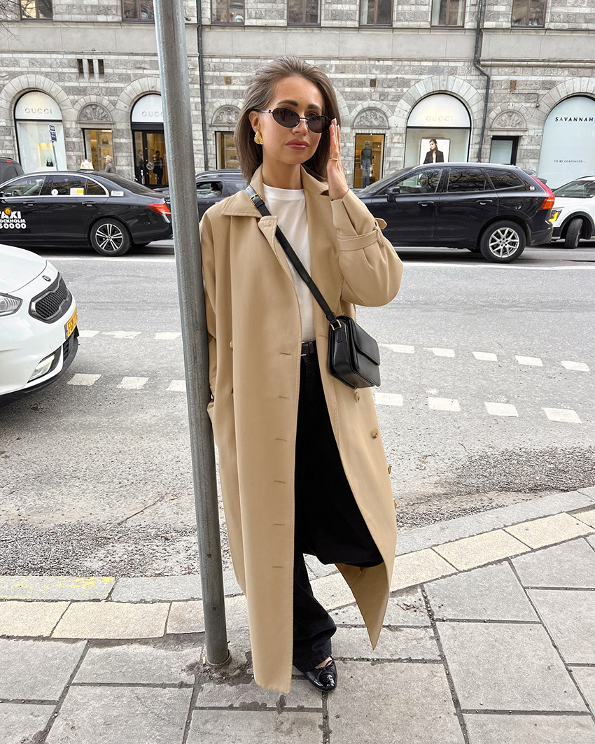 Lichtgewicht oversized trenchcoat met suède look – Olivia