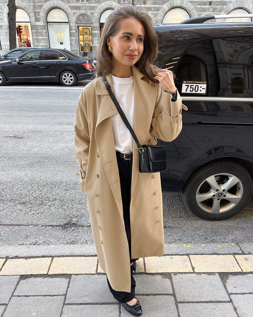 Lichtgewicht oversized trenchcoat met suède look – Olivia