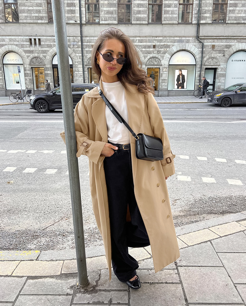 Lichtgewicht oversized trenchcoat met suède look – Olivia