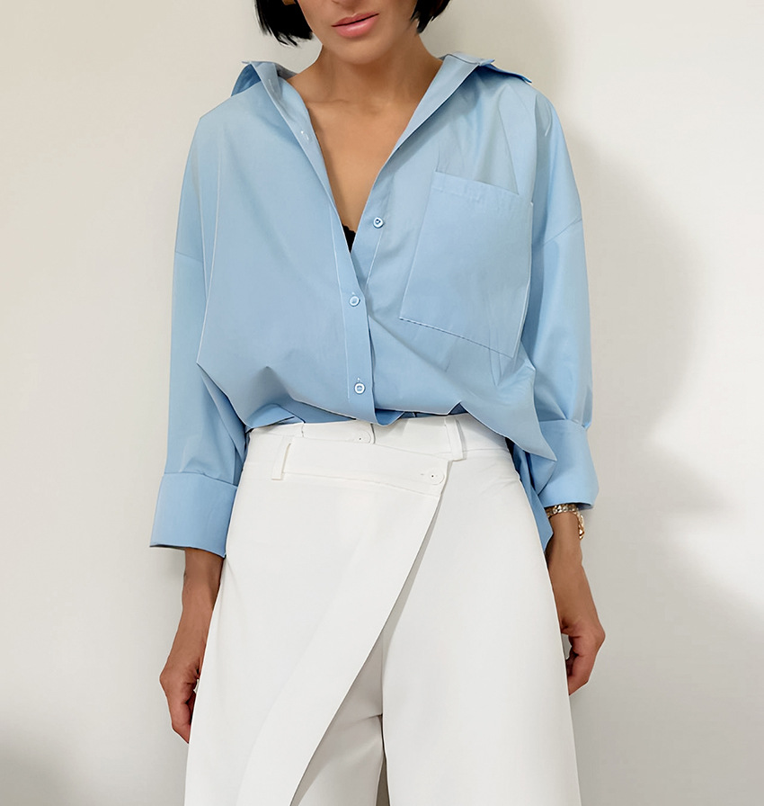 Asymmetrische hoge taille broek met wijde pijpen – Sophia