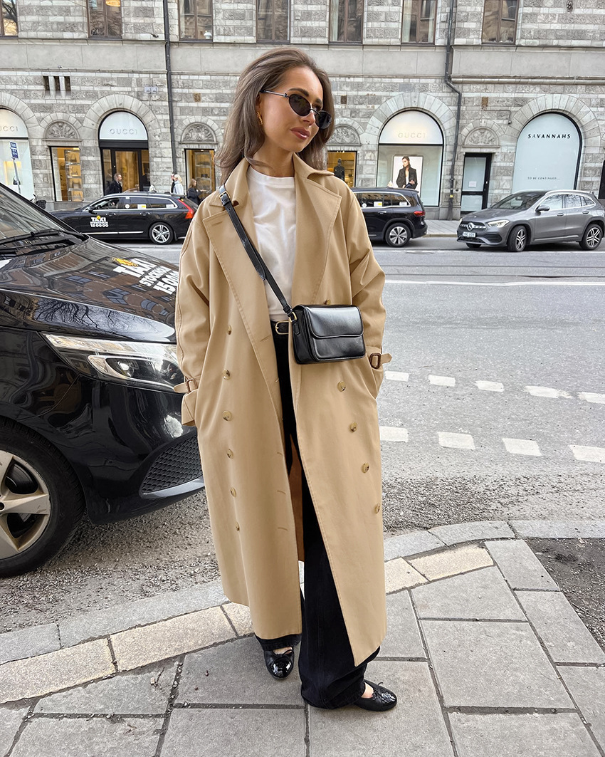 Lichtgewicht oversized trenchcoat met suède look – Olivia