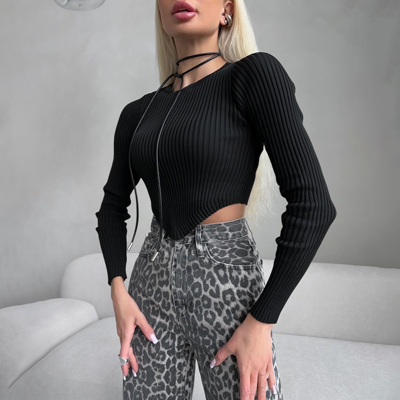 Trendy wijde pijpen jeans met leopardprint – Zoë