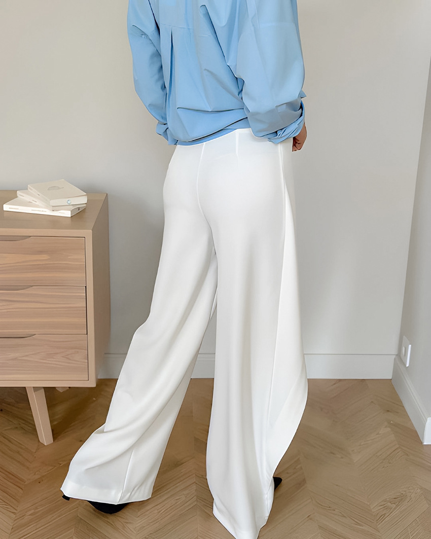 Asymmetrische hoge taille broek met wijde pijpen – Sophia