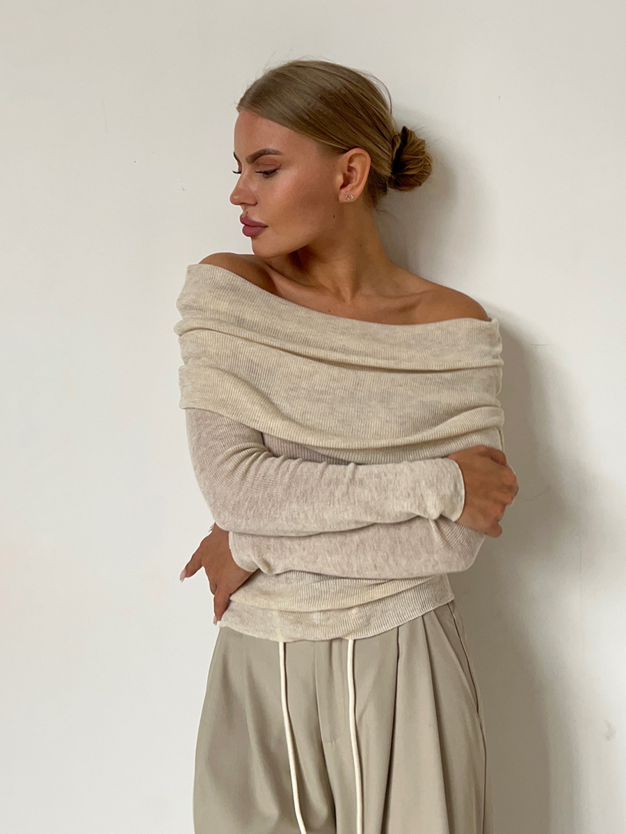 Elegante off-shoulder gebreide trui met lange mouwen – Isabella