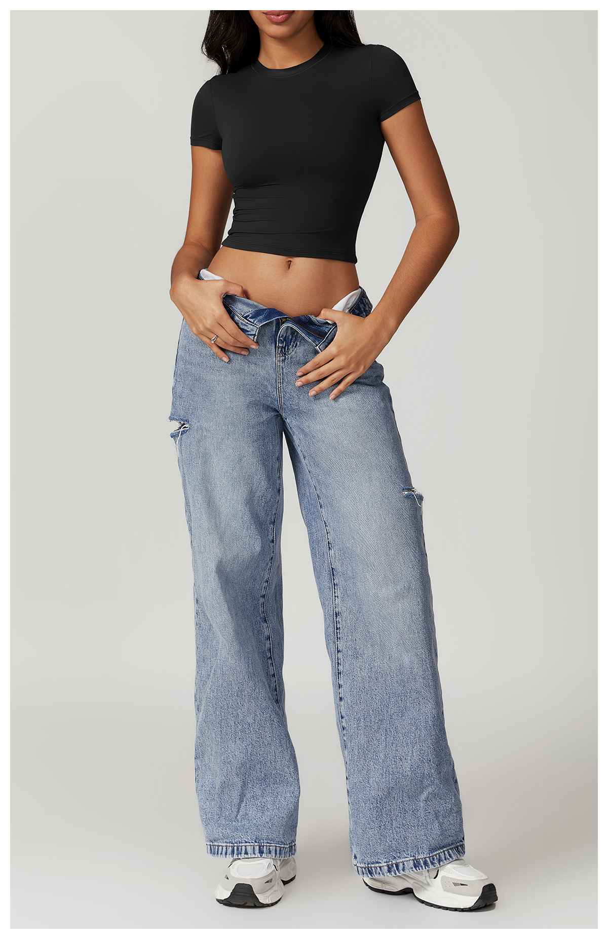 Casual cropped T-shirt met korte mouwen – Sophie