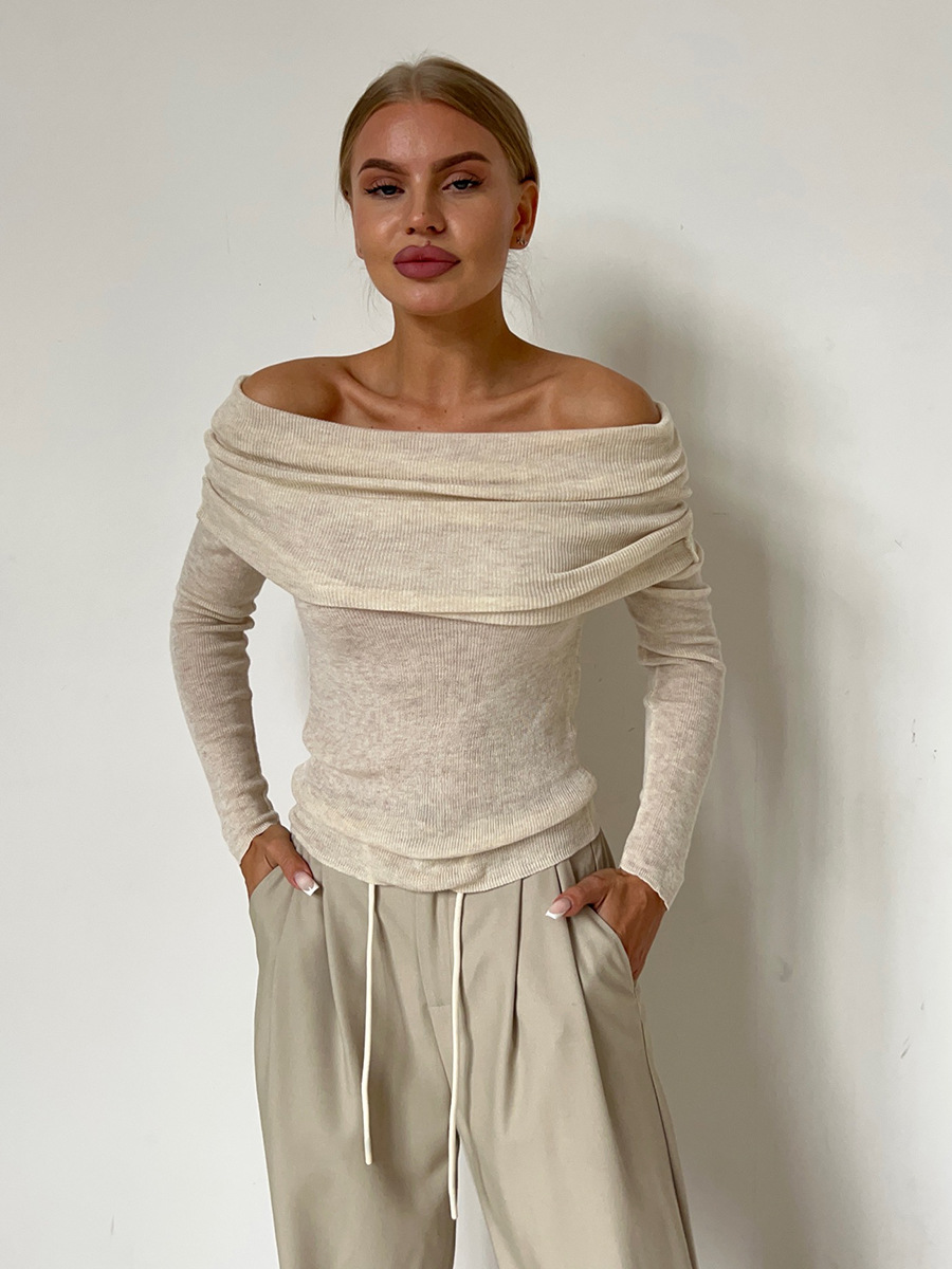 Elegante off-shoulder gebreide trui met lange mouwen – Isabella