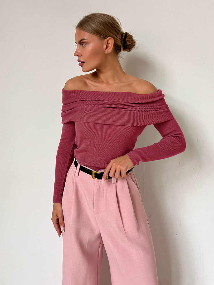 Elegante off-shoulder gebreide trui met lange mouwen – Isabella