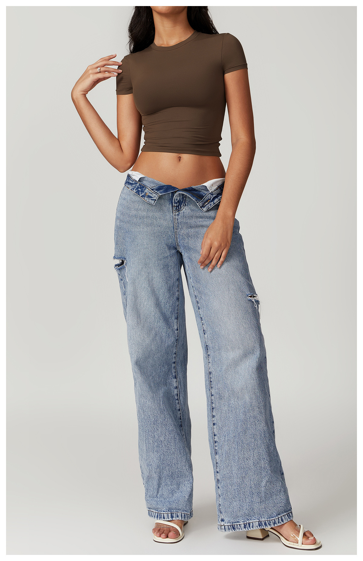 Casual cropped T-shirt met korte mouwen – Sophie