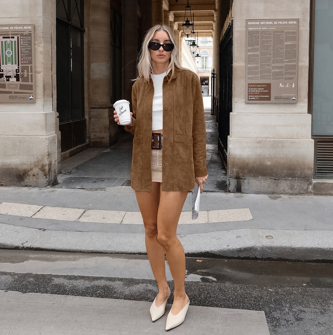 Oversized suède kraagjas met relaxte pasvorm – Mila