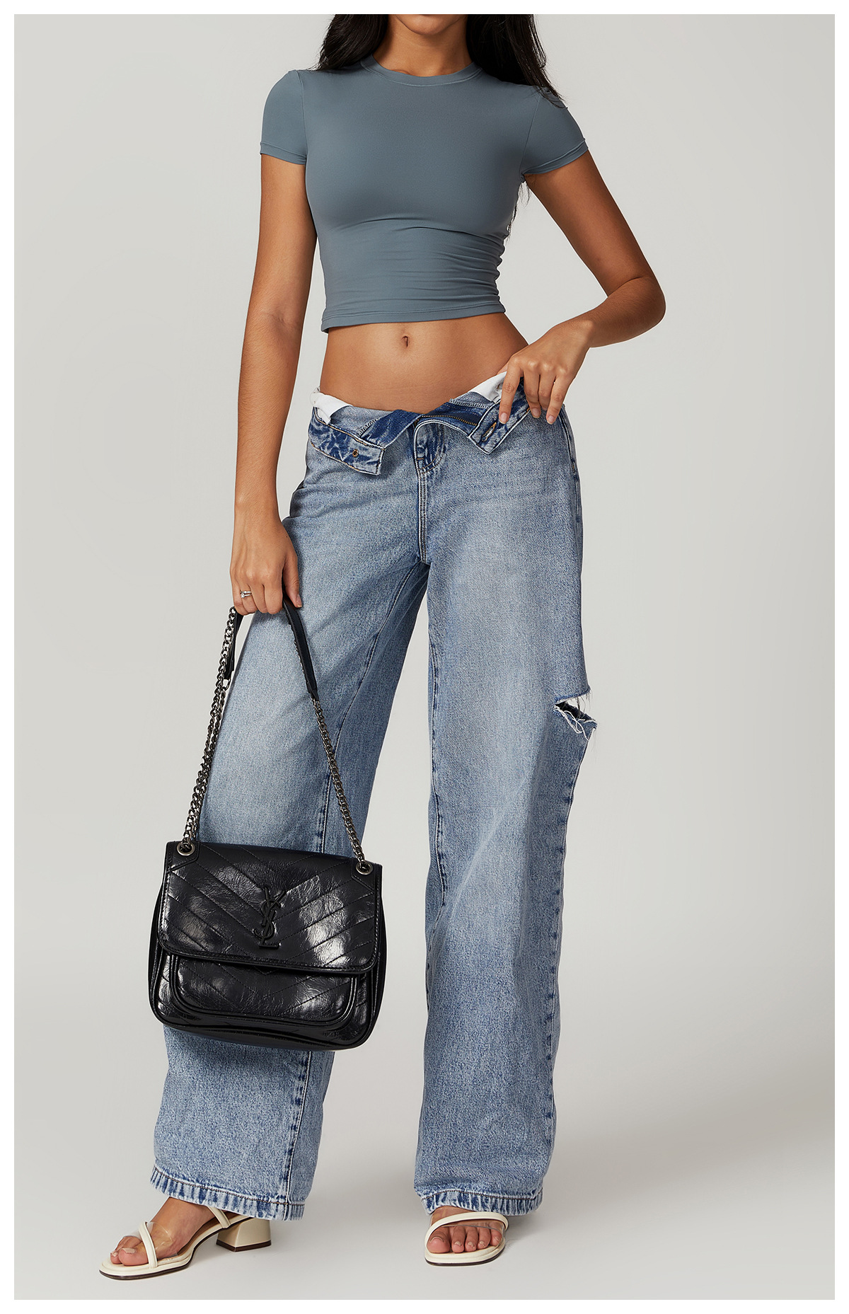 Casual cropped T-shirt met korte mouwen – Sophie