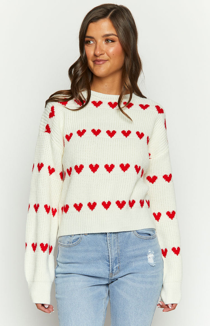 Losse gebreide harttrui voor een speelse look – Emma