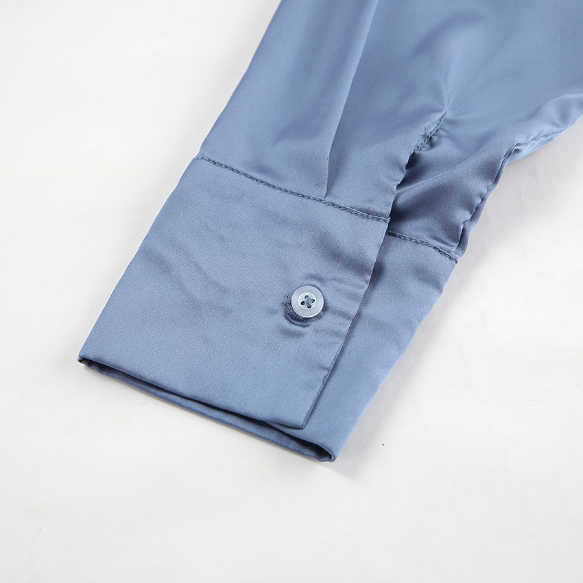 Satijnen shirtjurk met riem en lange mouwen – Sophie