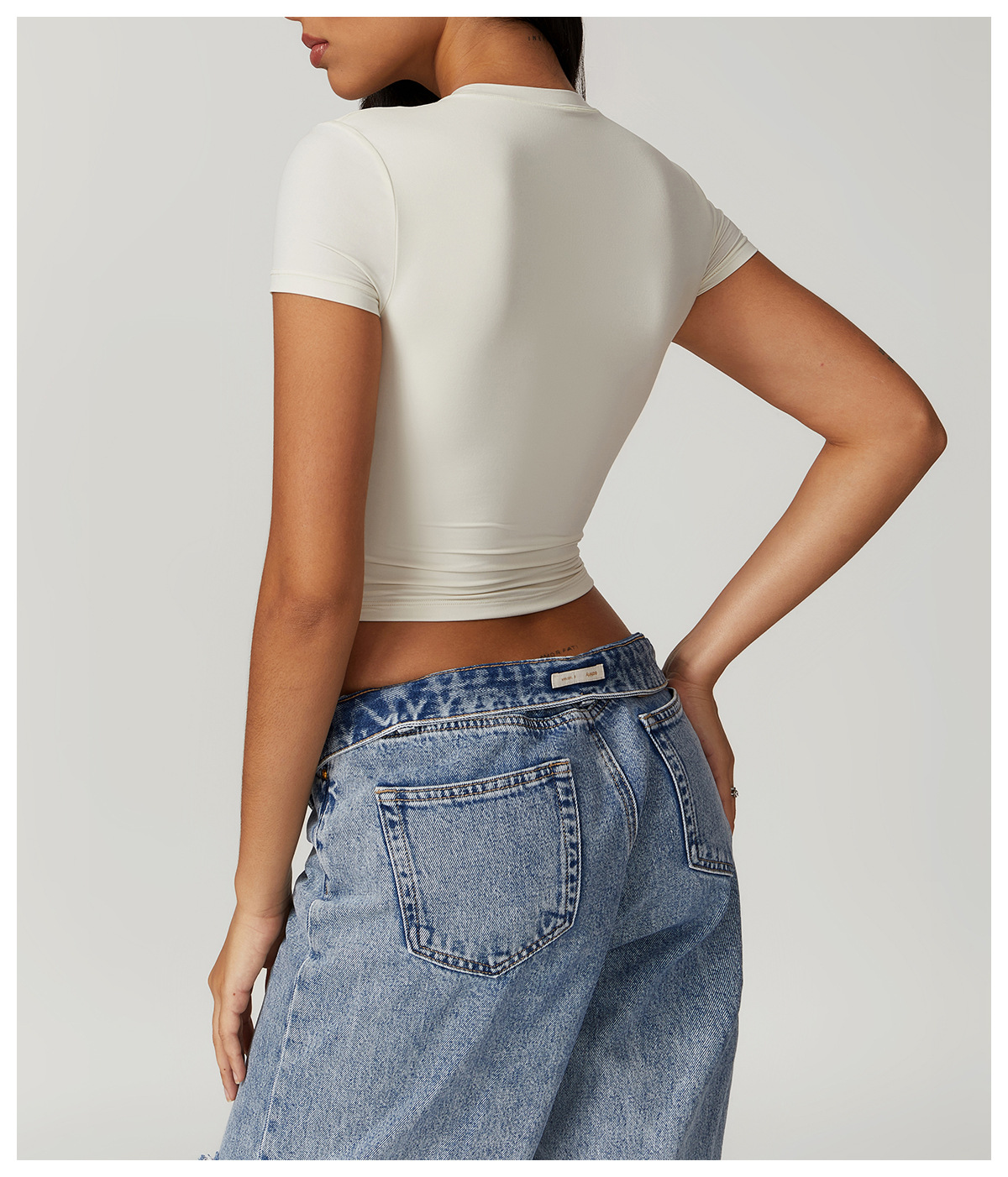 Casual cropped T-shirt met korte mouwen – Sophie