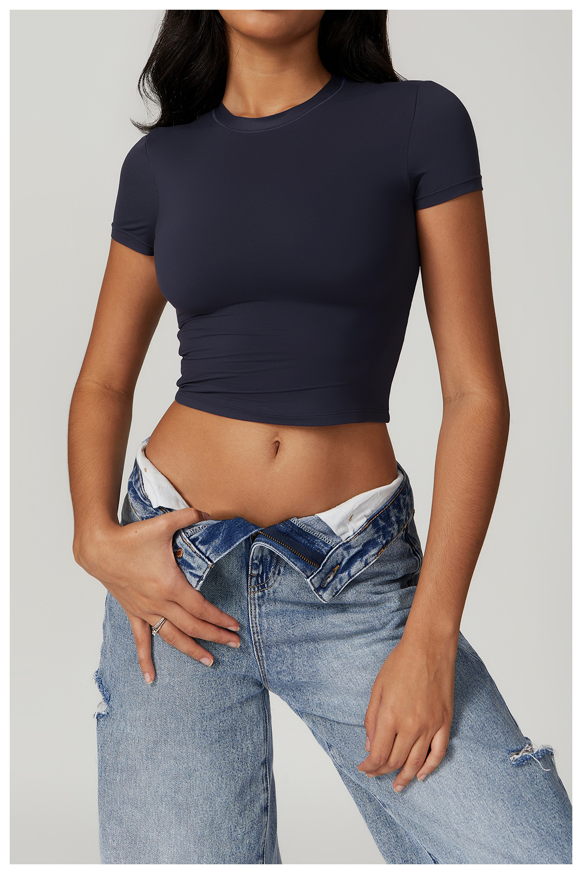 Casual cropped T-shirt met korte mouwen – Sophie