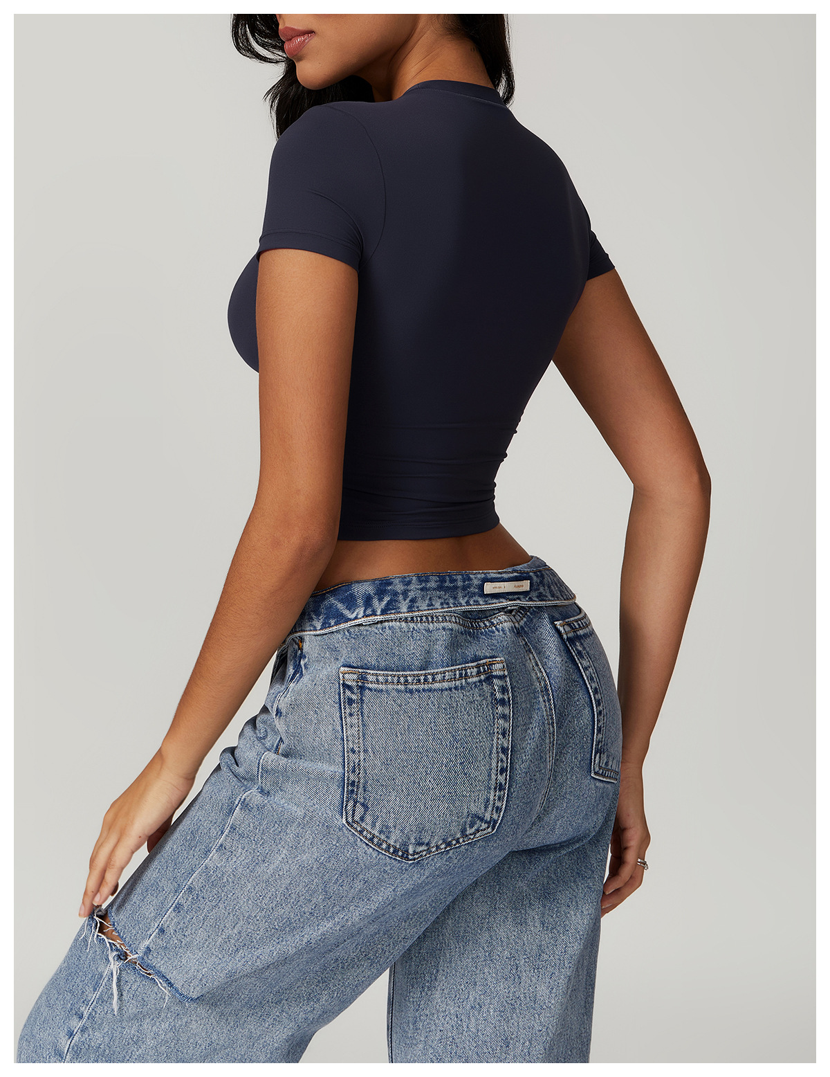 Casual cropped T-shirt met korte mouwen – Sophie