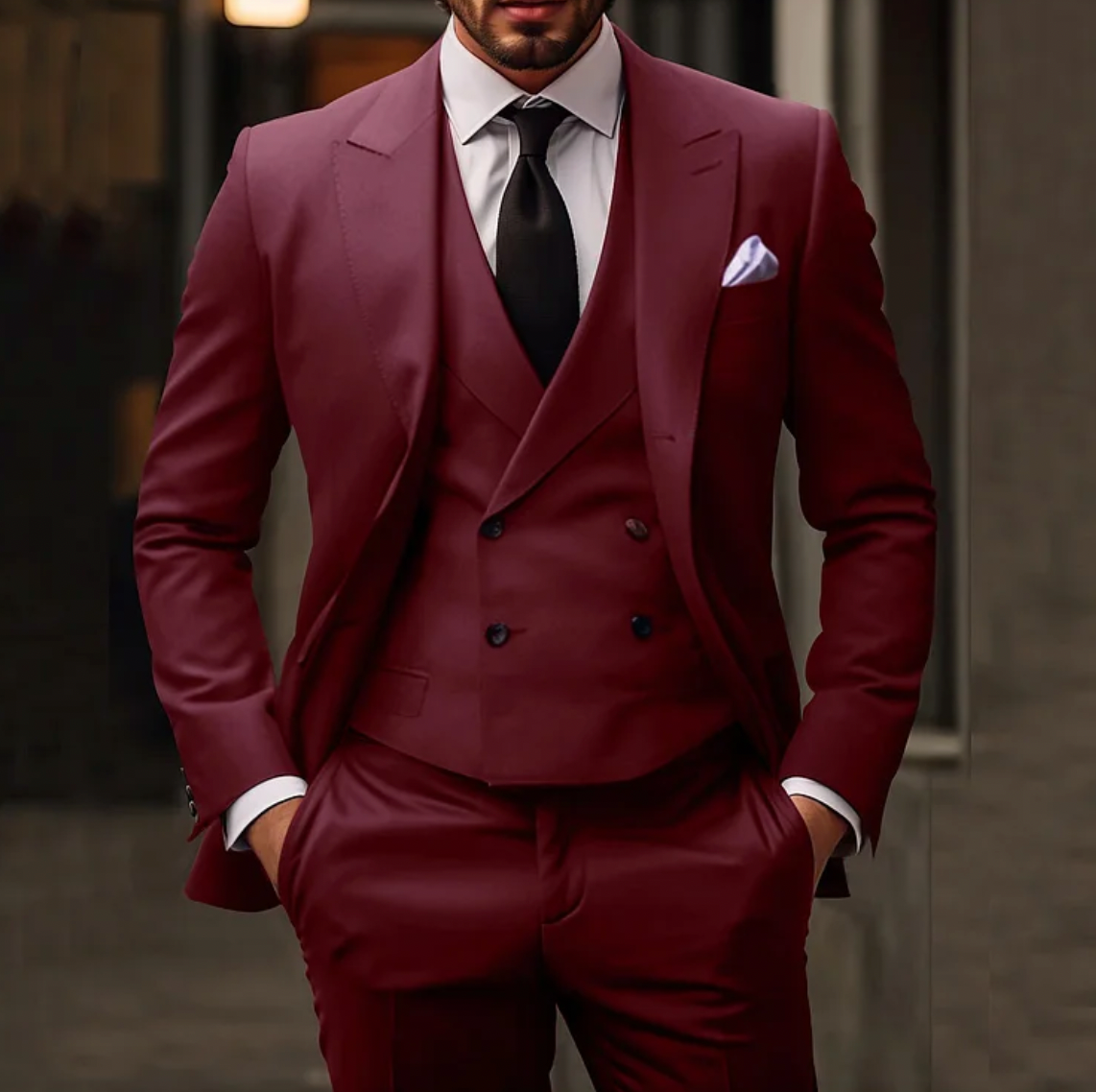 3-delig Pak Voor Heren Bestaande Uit Een Effen Zakelijke Blazer, Gilet en Pantalon - Harvey