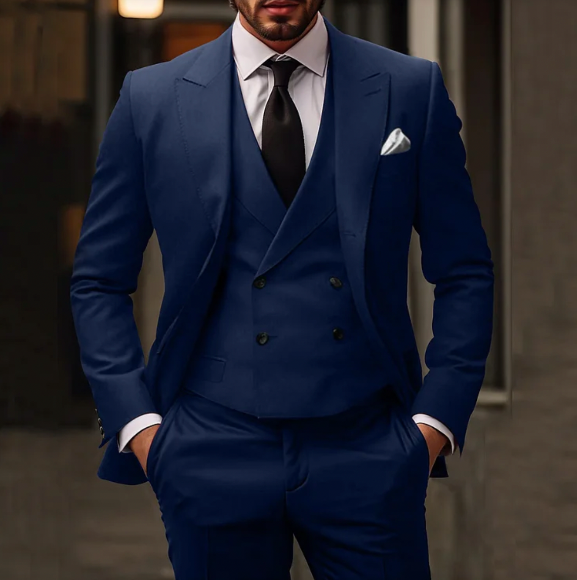 3-delig Pak Voor Heren Bestaande Uit Een Effen Zakelijke Blazer, Gilet en Pantalon - Harvey