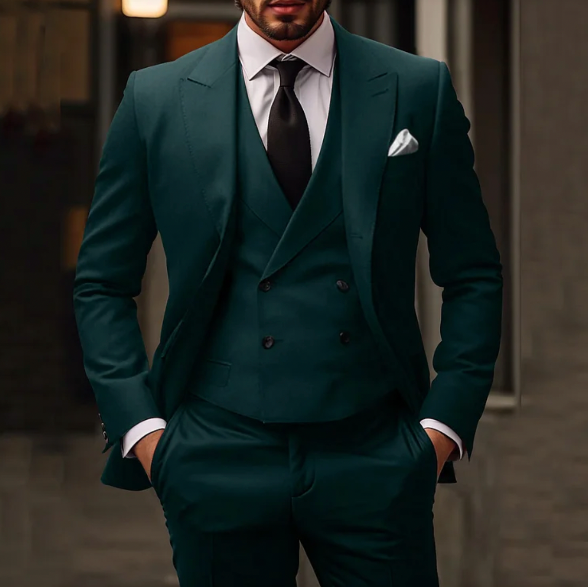 3-delig Pak Voor Heren Bestaande Uit Een Effen Zakelijke Blazer, Gilet en Pantalon - Harvey