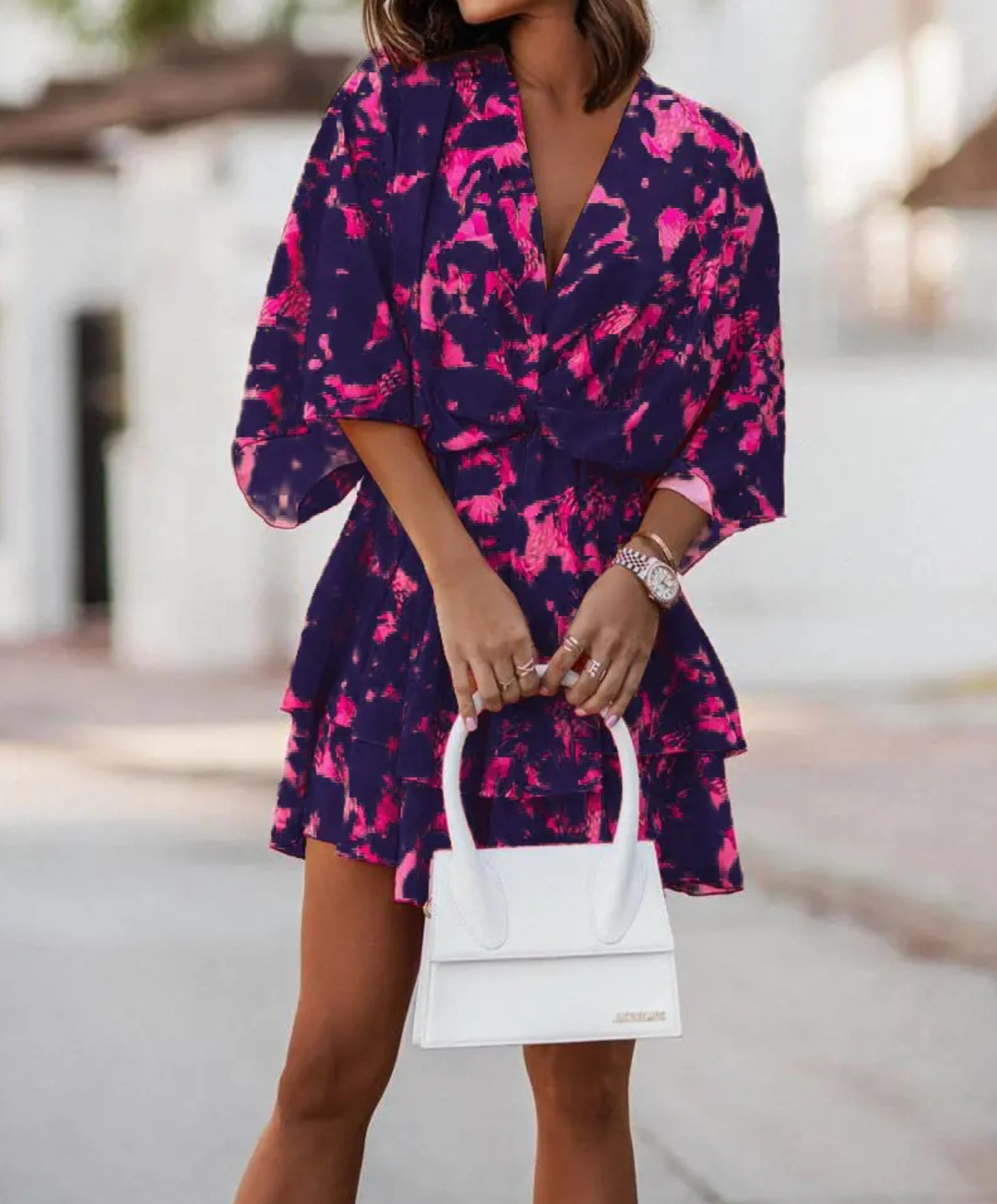 Boho bloemen mini-jurk voor dames met ruffles – Saralyn