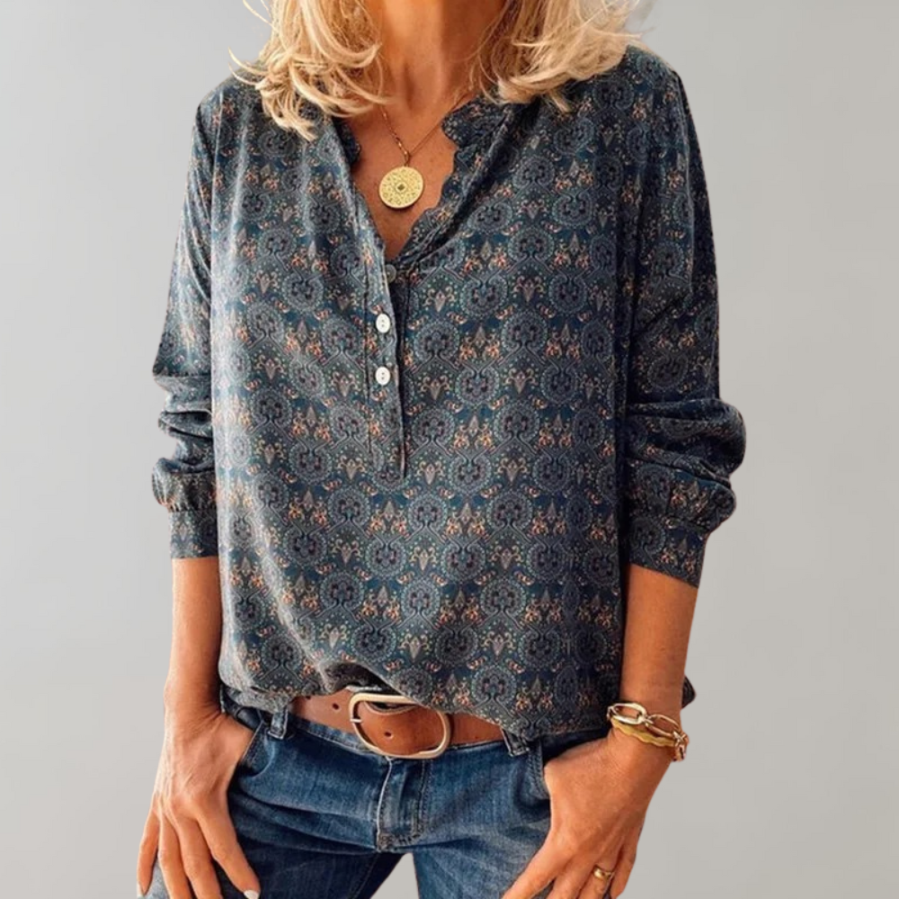 Vintage damesblouse met stijlvolle pasvorm – Eveline