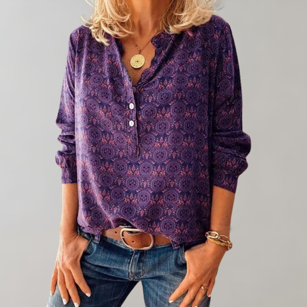 Vintage damesblouse met stijlvolle pasvorm – Eveline
