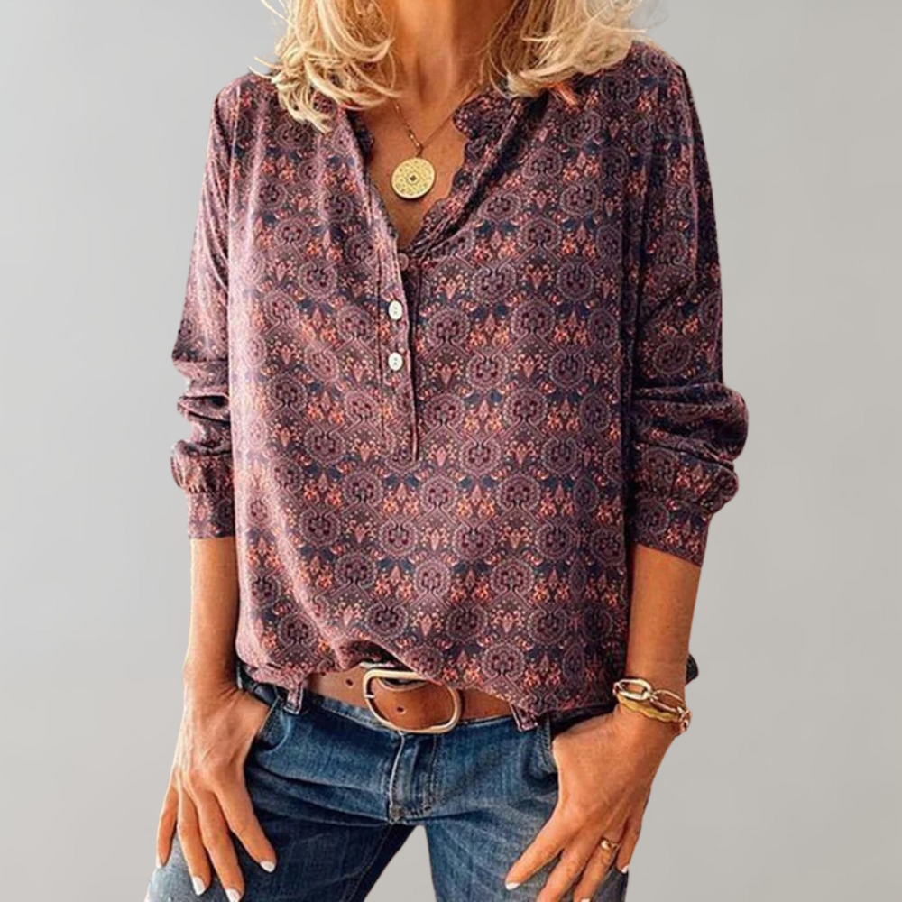 Vintage damesblouse met stijlvolle pasvorm – Eveline