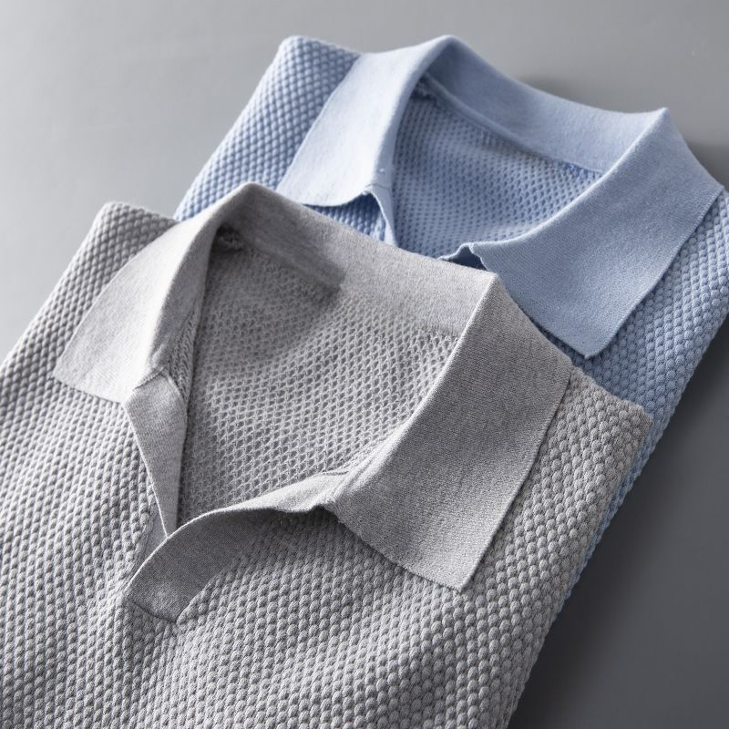 Textuur Ruit Katoen-Hennep Polo Shirt voor Heren – Victor