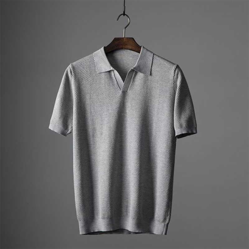 Textuur Ruit Katoen-Hennep Polo Shirt voor Heren – Victor
