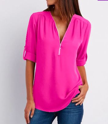 Eenvoudige blouse met rits voor dames – Lianne