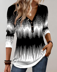 Elegante Top Met V-Hals en Lange Mouwen – Livia