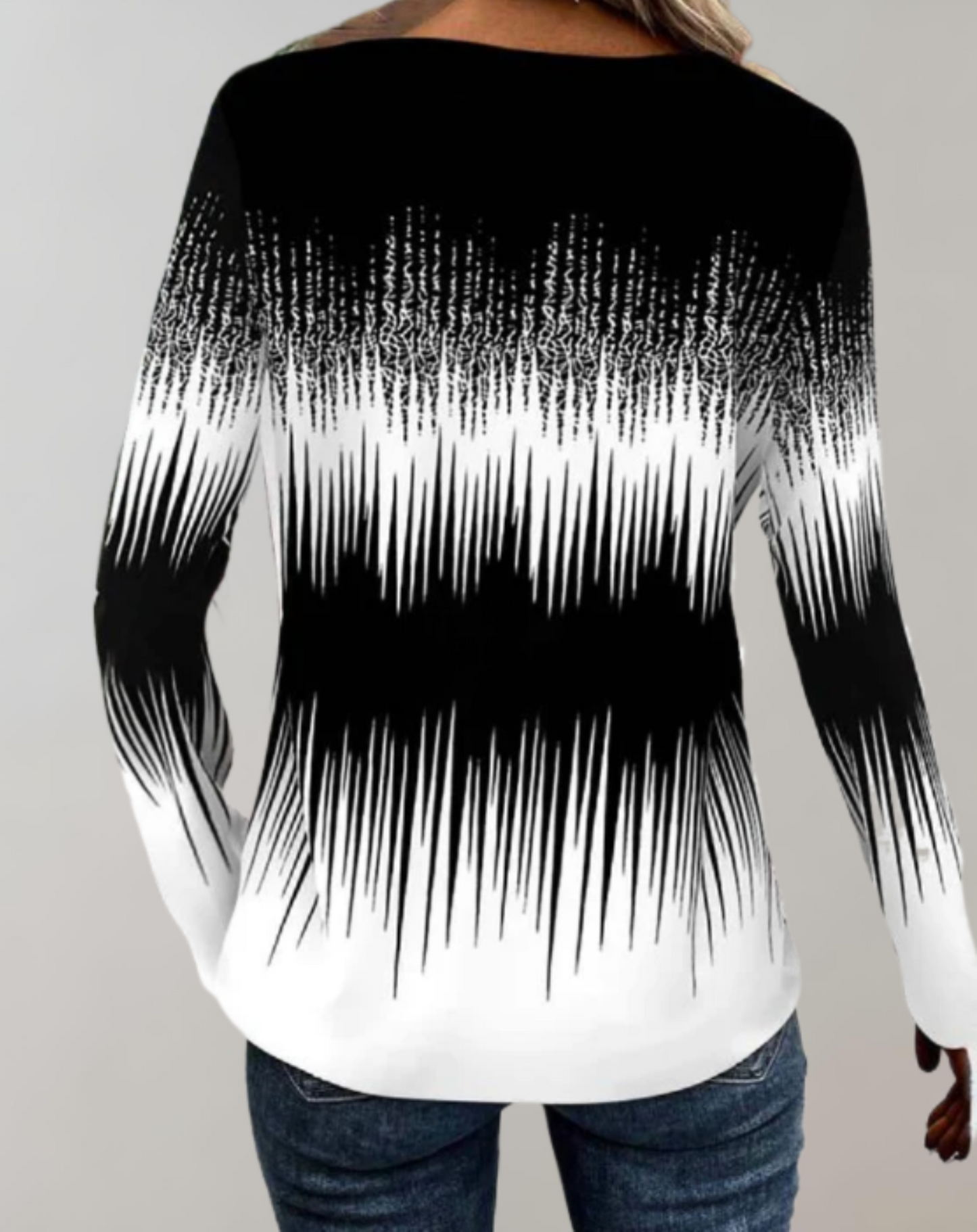 Elegante top met lange mouwen en V-hals – Livia
