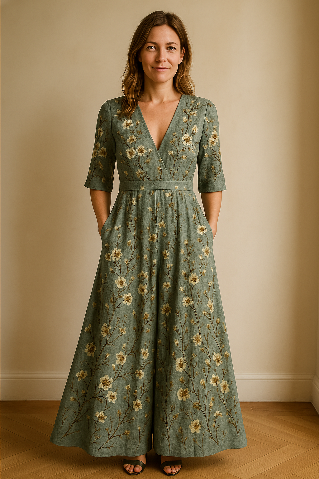 Lange damesjurk bloemenprint elegant zomerlook – Maëlle
