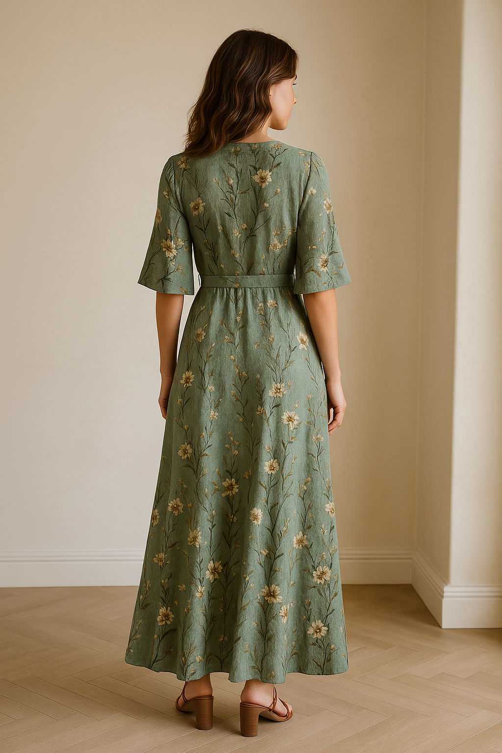 Lange damesjurk bloemenprint elegant zomerlook – Maëlle