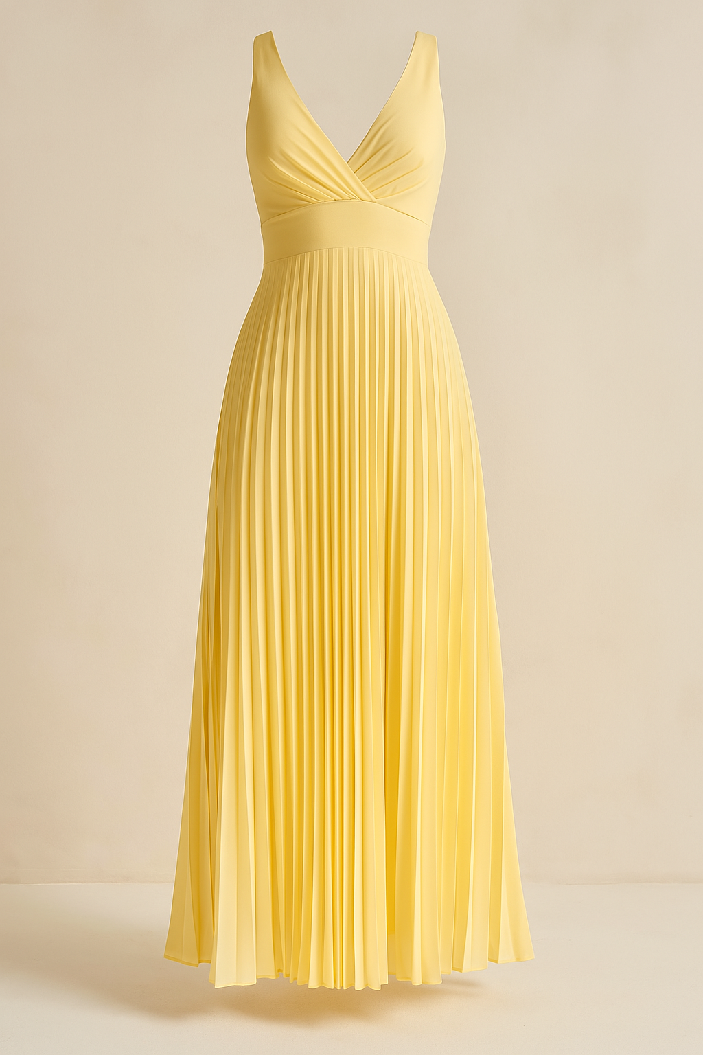 Plissé maxi zomerjurk dames V-hals elegant – Camille