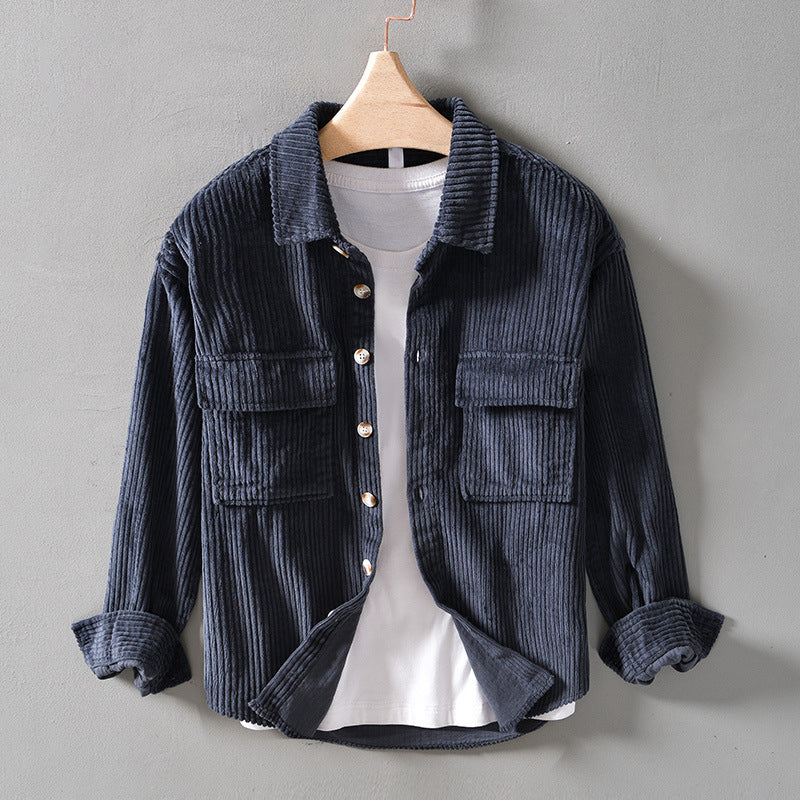 Retro Corduroy Overhemd met Zakken voor Heren – Daan