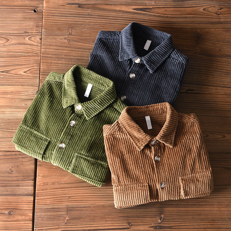 Retro Corduroy Overhemd met Zakken voor Heren – Daan