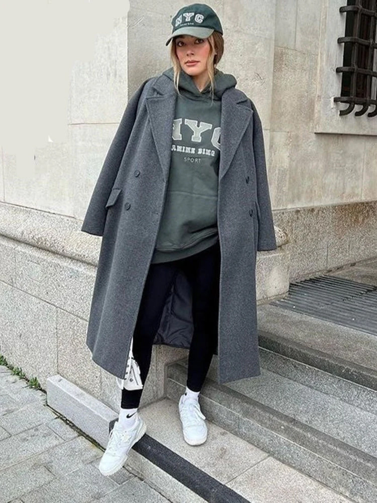 Elegante wollen trenchcoat met ceintuur – Isabella