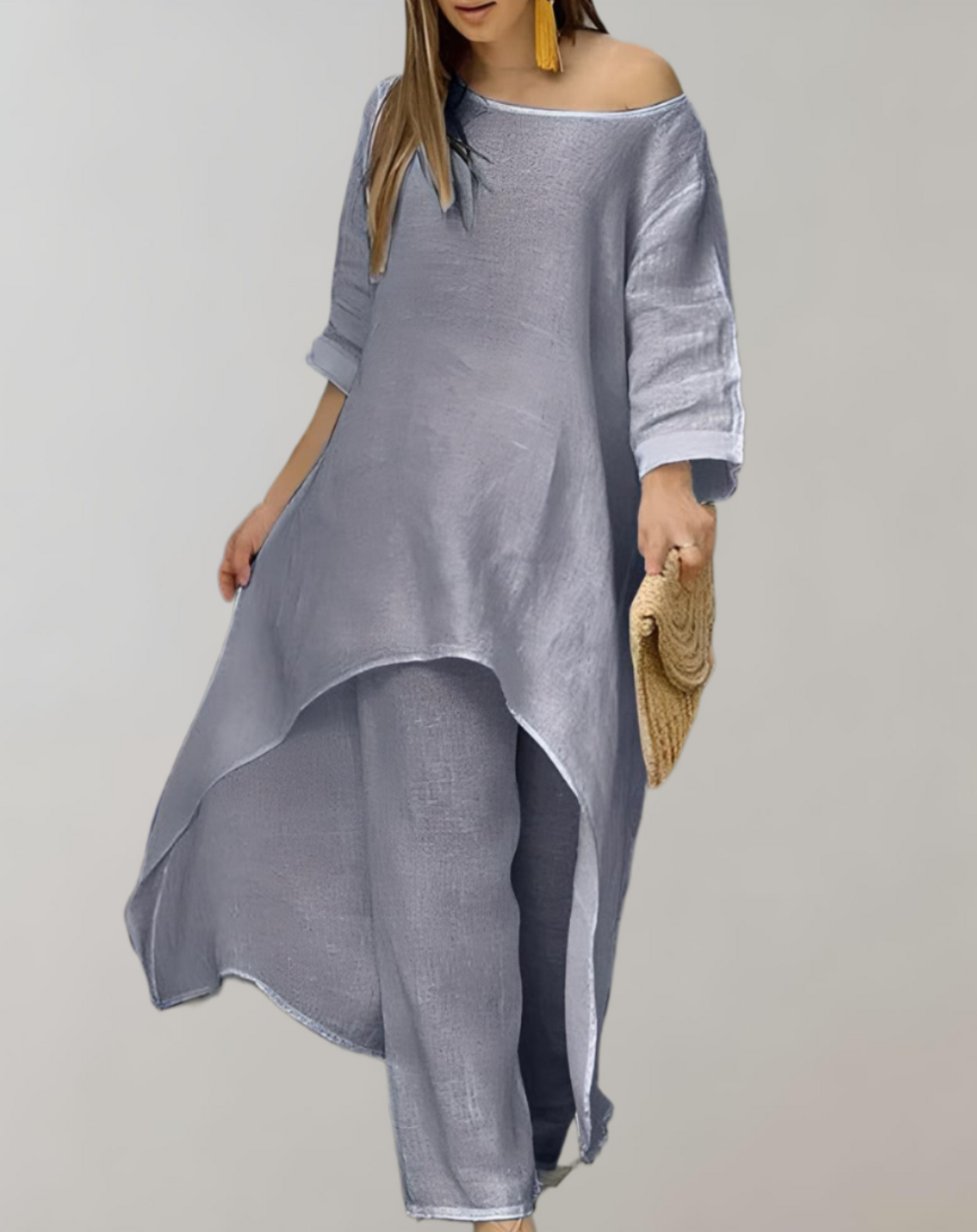 Asymmetrische Tuniekjurk en Broek Set voor Dames – Sophie