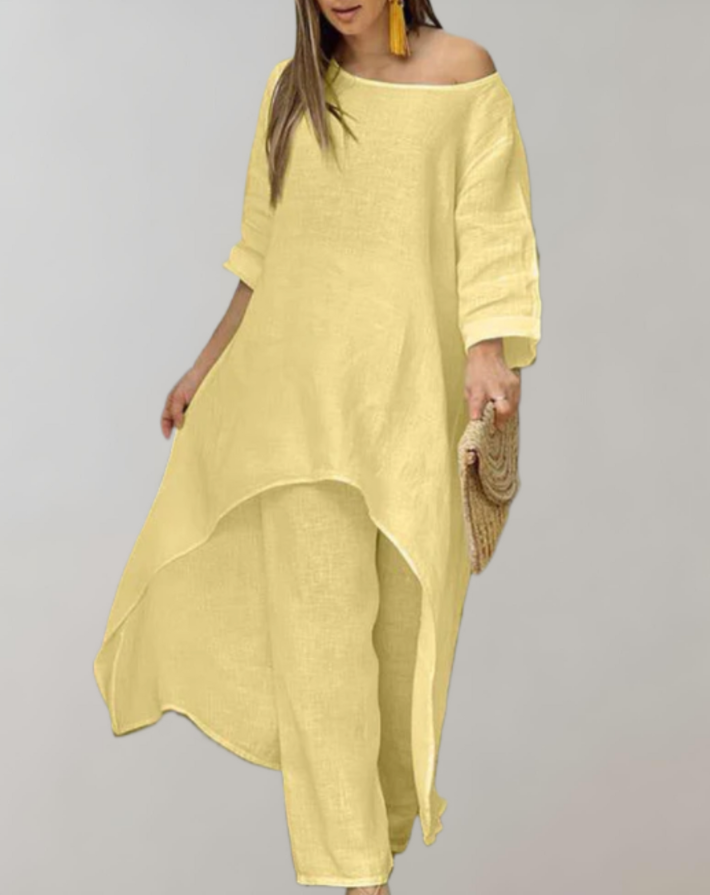 Asymmetrische Tuniekjurk en Broek Set voor Dames – Sophie