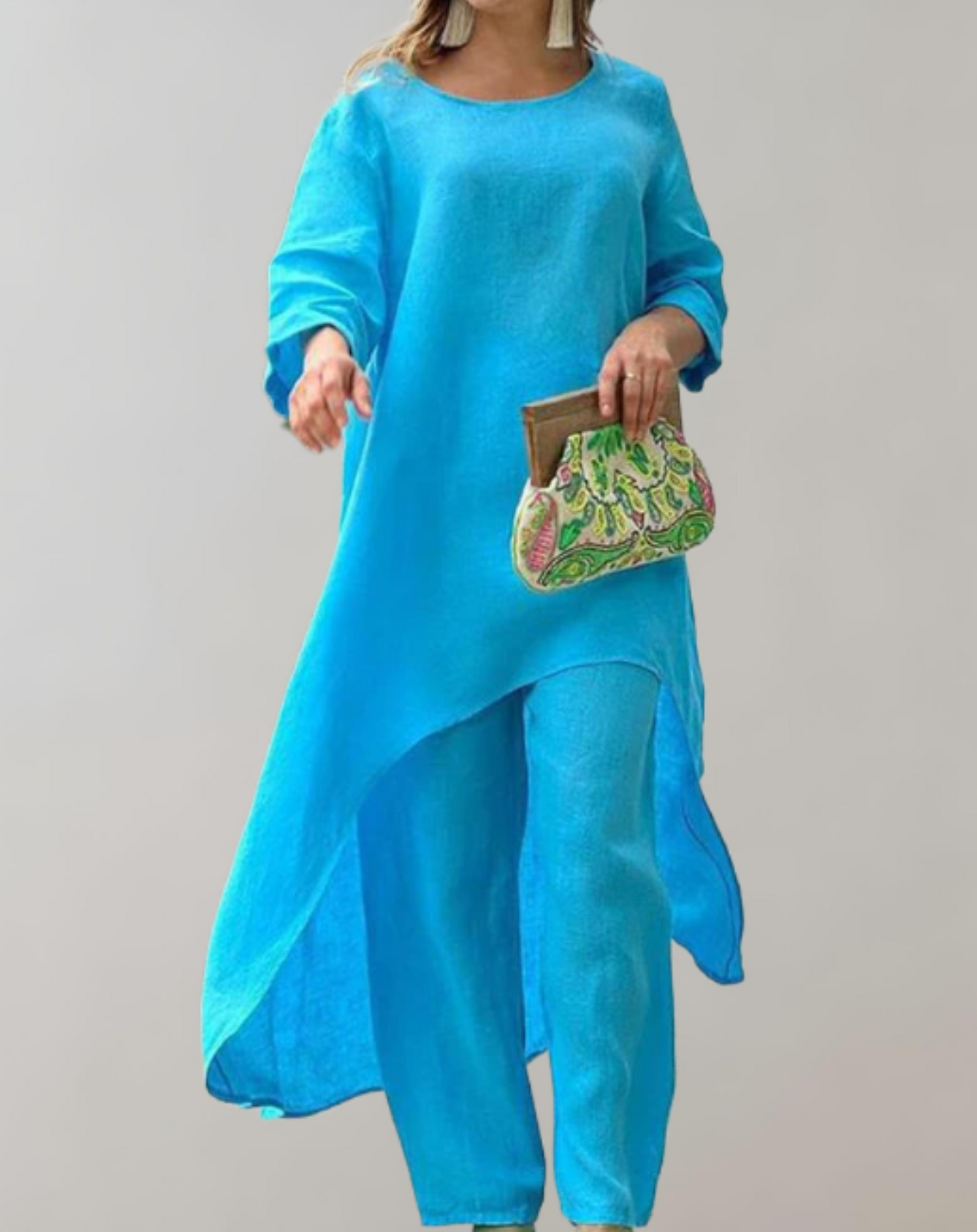 Asymmetrische Tuniekjurk en Broek Set voor Dames – Sophie