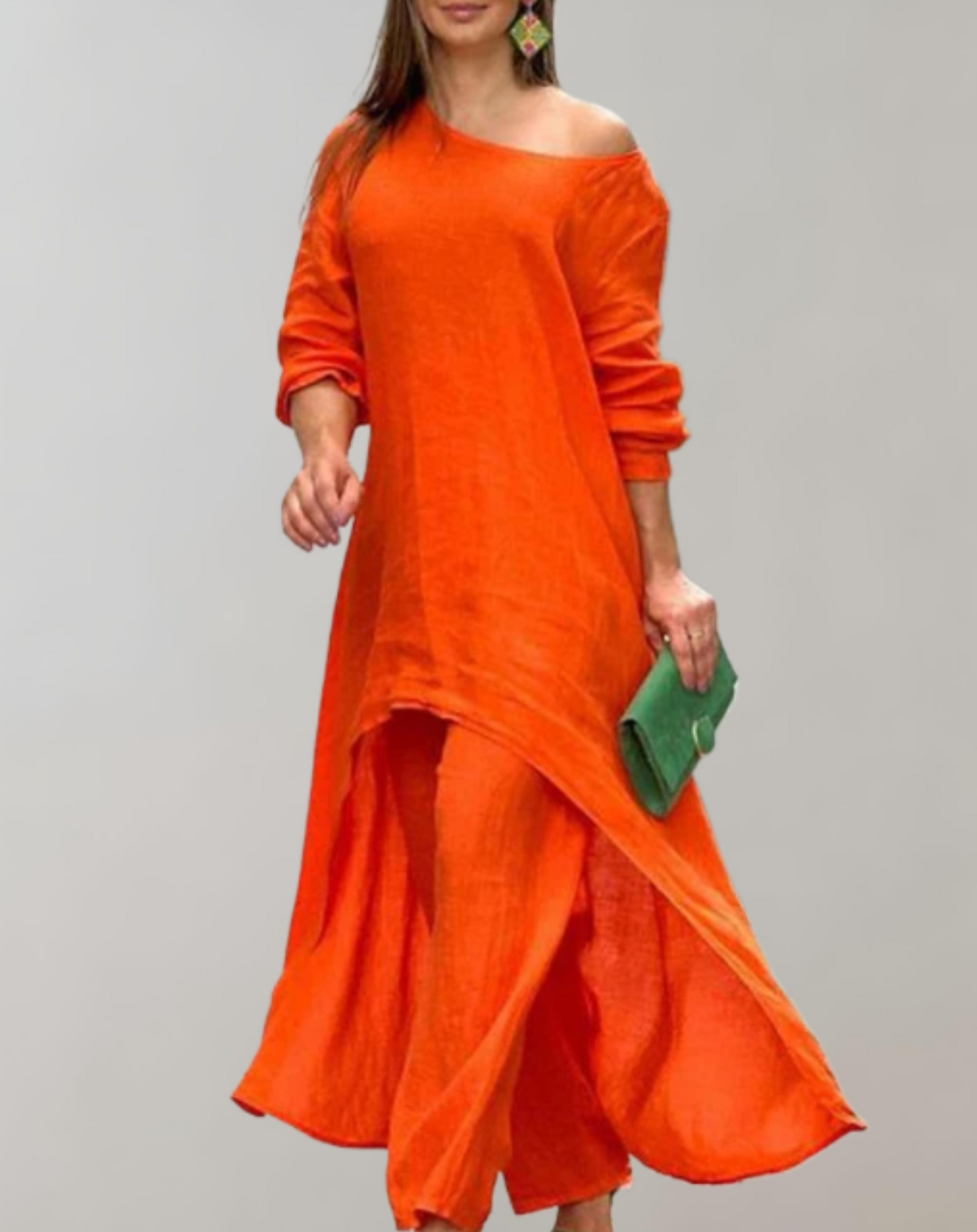Asymmetrische Tuniekjurk en Broek Set voor Dames – Sophie